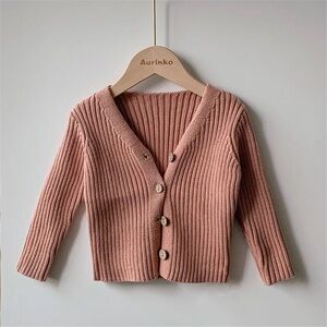 Salmon color ribbed cardigan